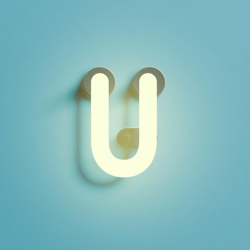 Realistic neon character from a fontset, vector illustration