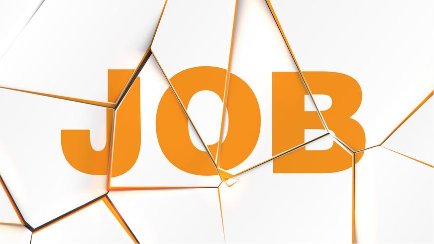 Word of 'JOB' on a broken white surface, vector illustration
