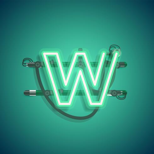 Realistic neon character with wires and console, vector illustration