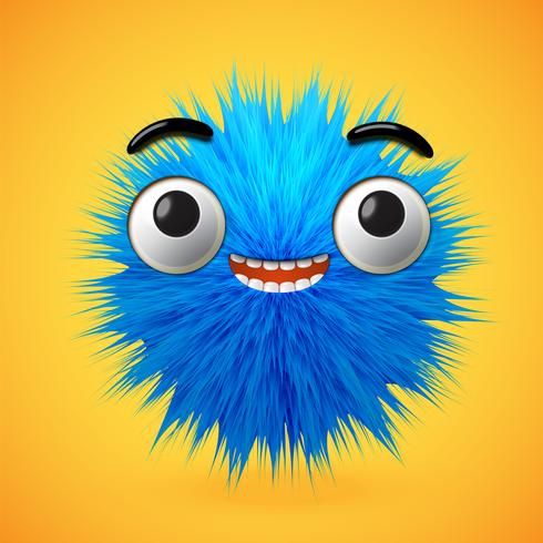 High-detailed 3D fur smiley emoticon, vector illustration