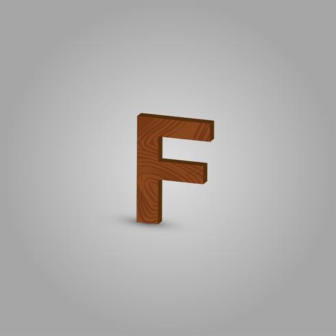 Realistic wood character from a typeset, vector illustration