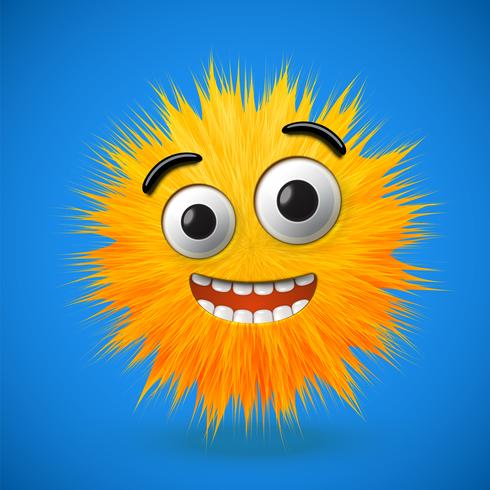 High-detailed 3D fur smiley emoticon, vector illustration