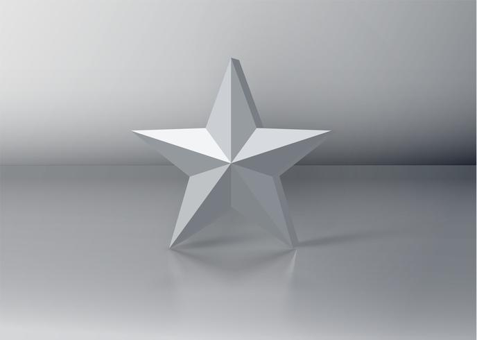 Grey 3D star on grey background, vector illustration