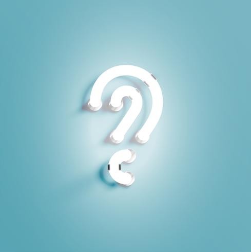 Realistic neon character from a fontset, vector illustration