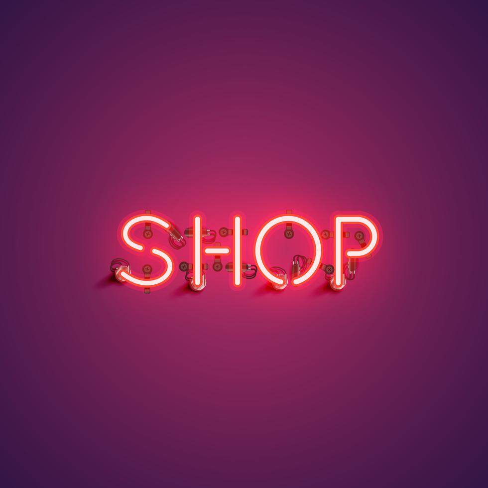'SHOP' neon font sign, vector illustration 312794 Vector Art at Vecteezy