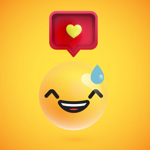 Alto emoticon detallado con un signo de corazón, ilustración vectorial vector