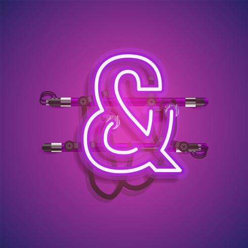 Realistic neon character with wires and console, vector illustration