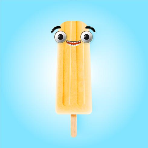 Funny emoticons on realistic icecream illustration, vector illustration