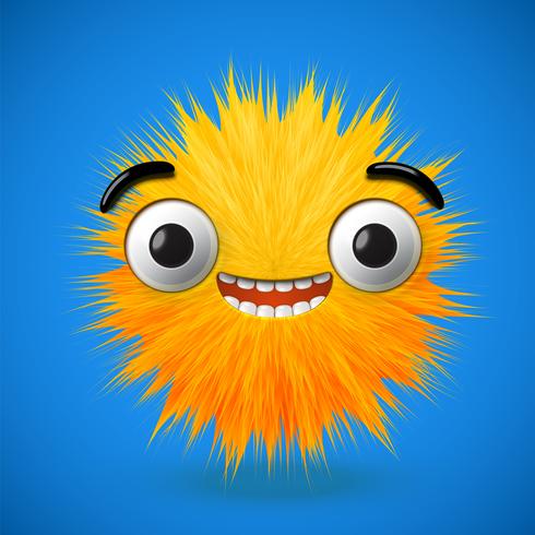 High-detailed 3D fur smiley emoticon, vector illustration