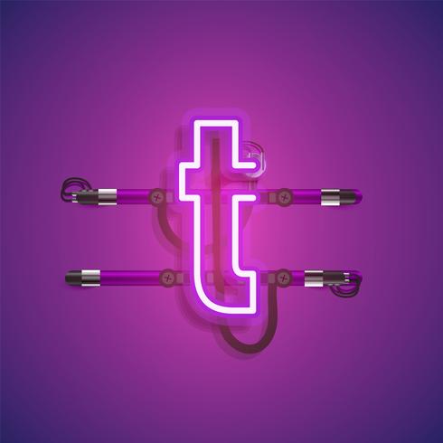 Realistic neon character with wires and console, vector illustration