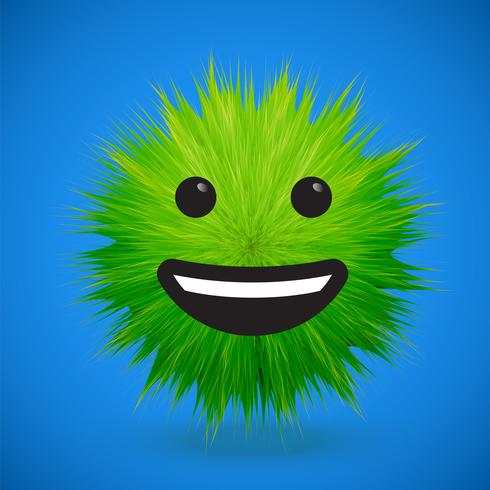 High-detailed 3D fur smiley emoticon, vector illustration