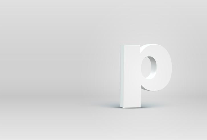 High detailed 3D font character, vector illustration