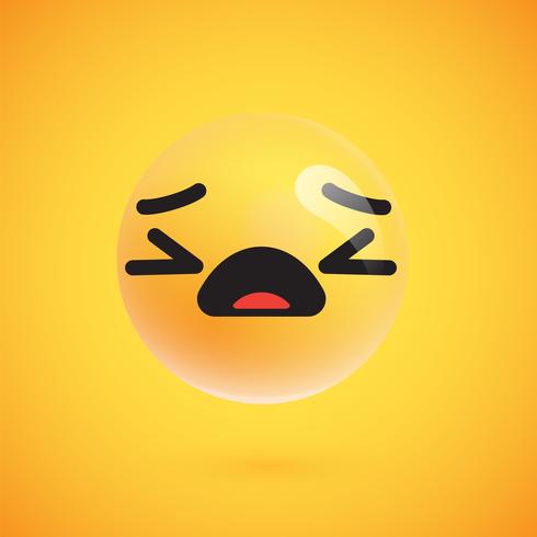 Cute high-detailed yellow emoticon for web, vector illustration