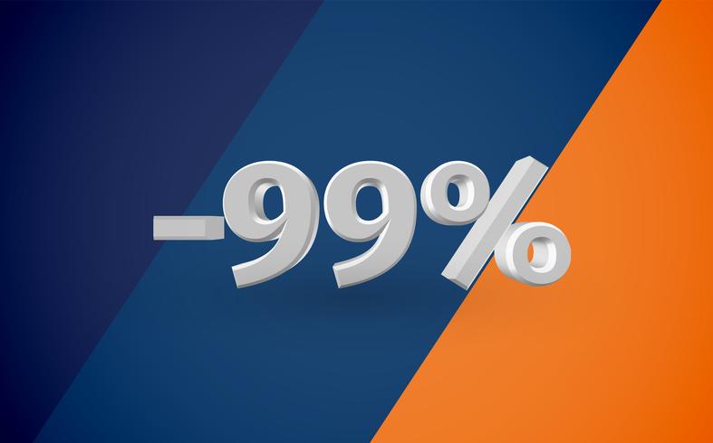 3D sale illustration with percentage, vector