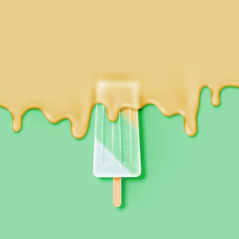 Barra de helado realista, con crema de fusión, ilustración vectorial vector