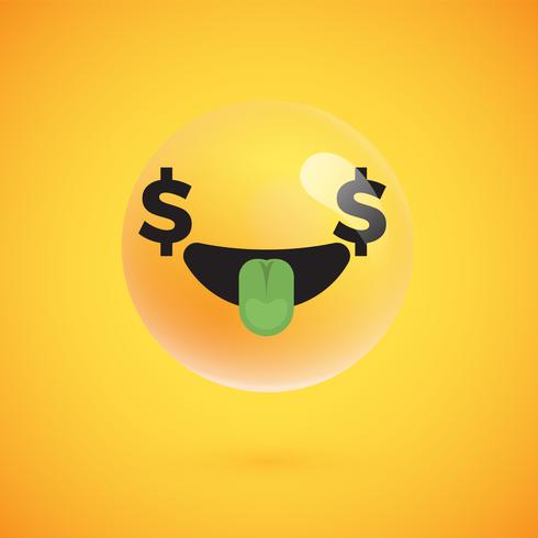 Lindo emoticon amarillo altamente detallado para web, ilustración vectorial vector