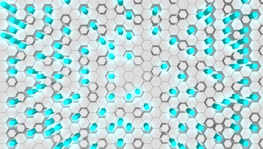 Fondo de tecnología hexagonal azul 3D, ilustración vectorial vector