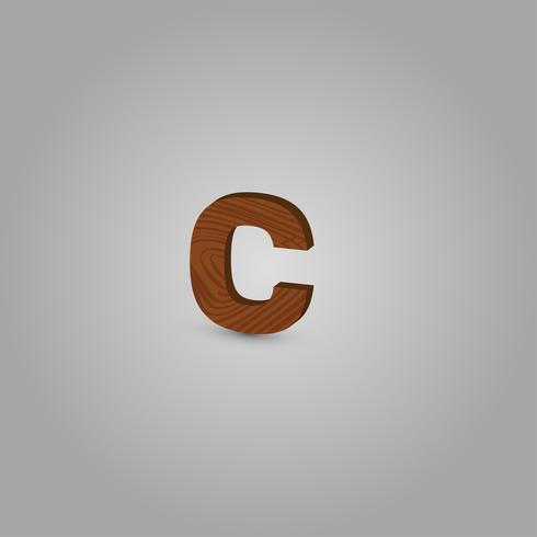 Realistic wood character from a typeset, vector illustration