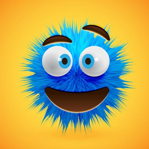 High-detailed 3D fur smiley emoticon, vector illustration