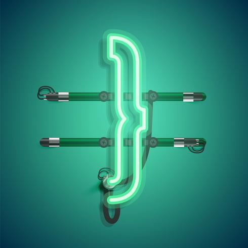 Realistic neon character with wires and console, vector illustration