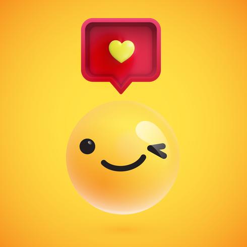 High detailed emoticon with a heart sign, vector illustration