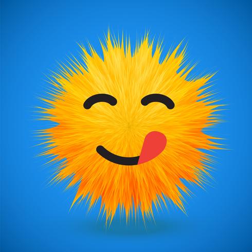 High-detailed 3D fur smiley emoticon, vector illustration