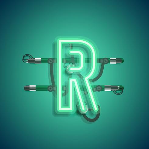 Realistic neon character with wires and console, vector illustration