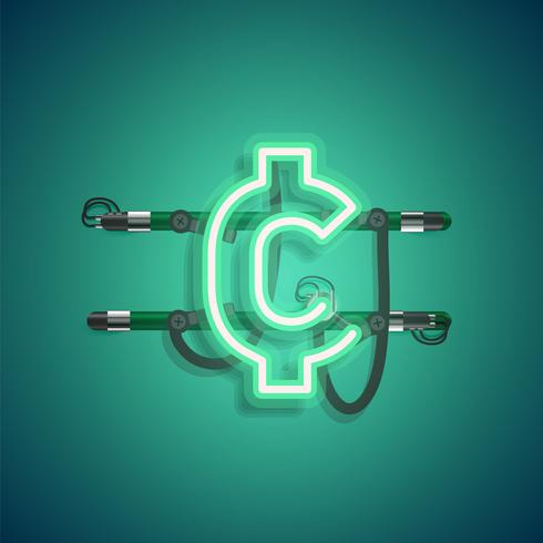 Realistic neon character with wires and console, vector illustration