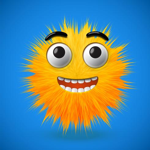 High-detailed 3D fur smiley emoticon, vector illustration