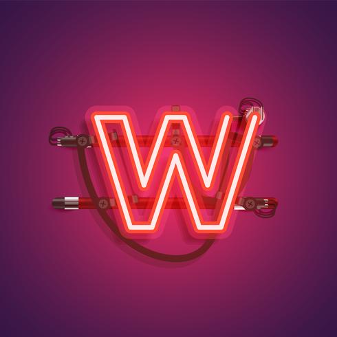 Realistic neon character with wires and console, vector illustration