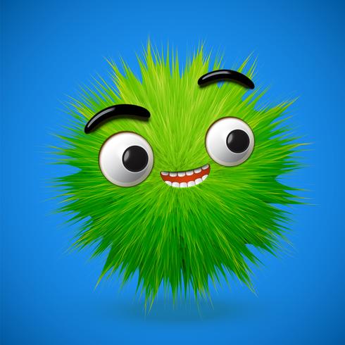 High-detailed 3D fur smiley emoticon, vector illustration