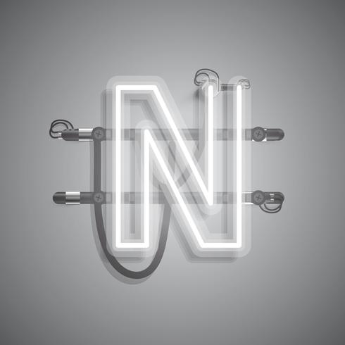 Realistic neon character with wires and console, vector illustration