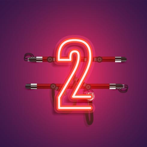 Realistic neon character with wires and console, vector illustration