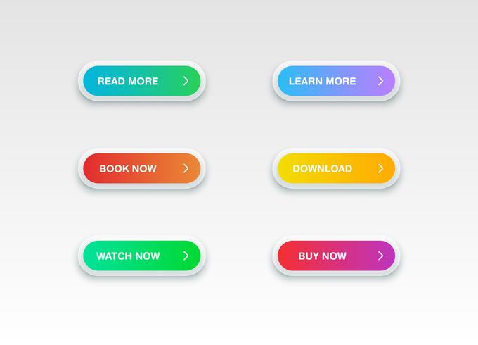 Colorful button set for websites or online usage, vector illustration