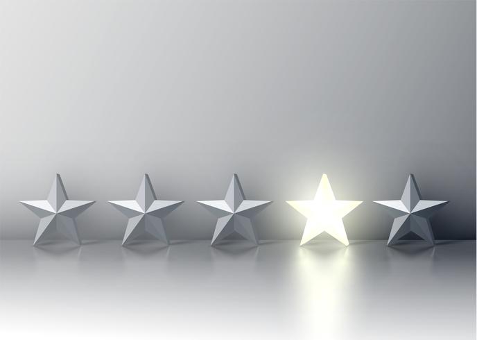 Stand out from the crowd glowing star among grey ones, vector illustration