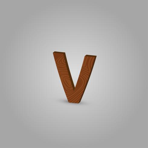 Realistic wood character from a typeset, vector illustration