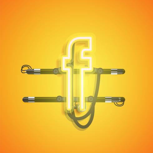 Realistic neon character with wires and console, vector illustration