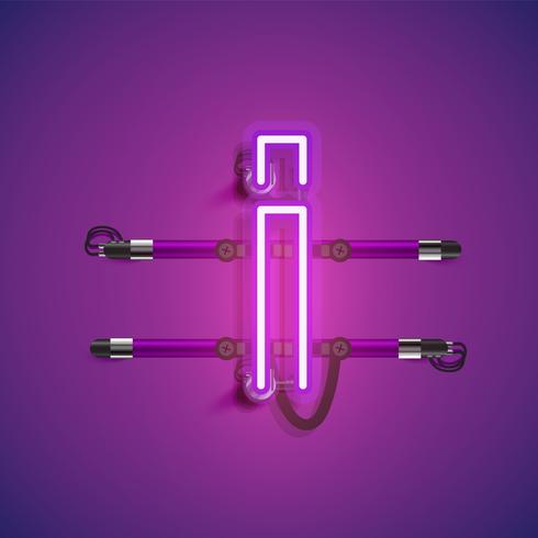 Realistic neon character with wires and console, vector illustration