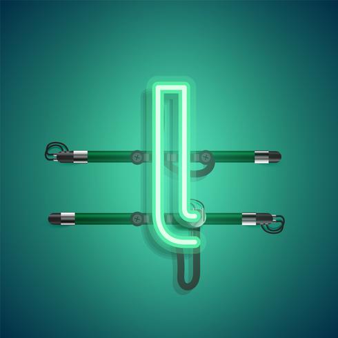 Realistic neon character with wires and console, vector illustration