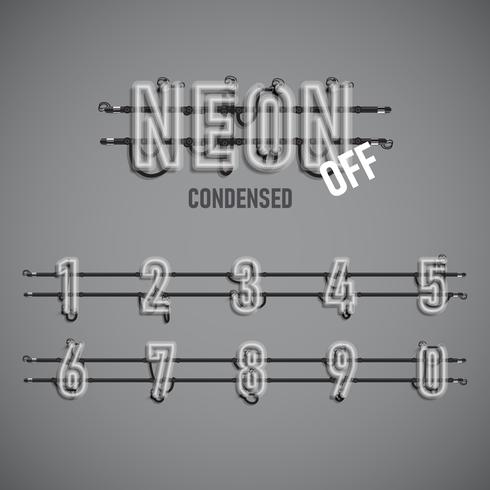 Realistic neon font with wires and console, vector illustration