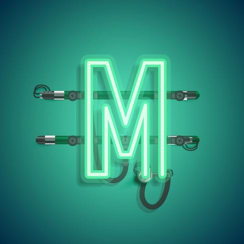 Realistic neon character with wires and console, vector illustration