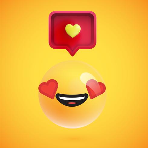 High detailed emoticon with a heart sign, vector illustration