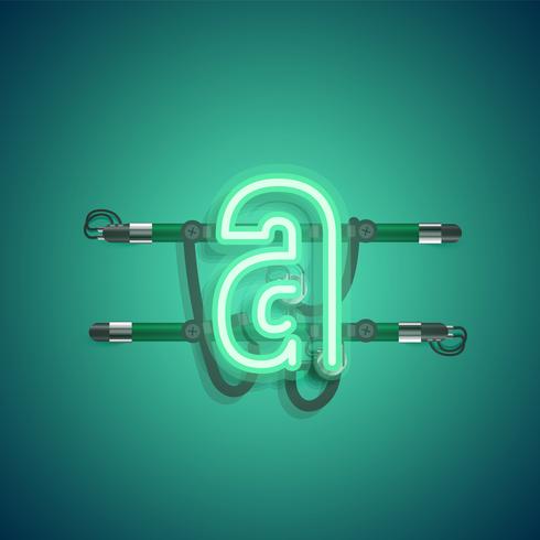 Realistic neon character with wires and console, vector illustration