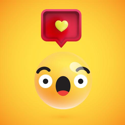 High detailed emoticon with a heart sign, vector illustration