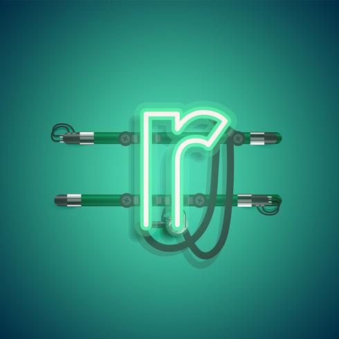 Realistic neon character with wires and console, vector illustration