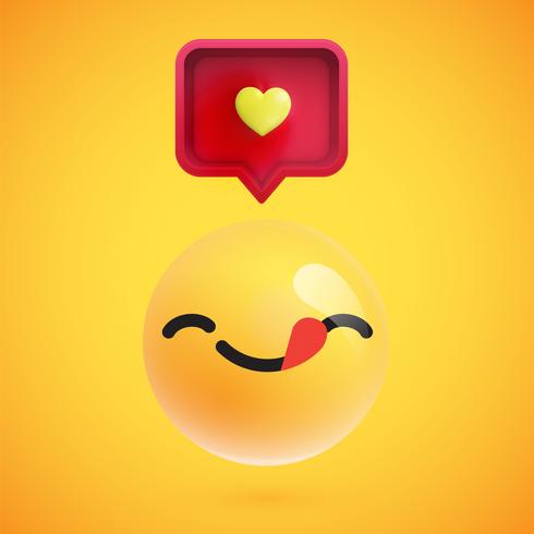 High detailed emoticon with a heart sign, vector illustration