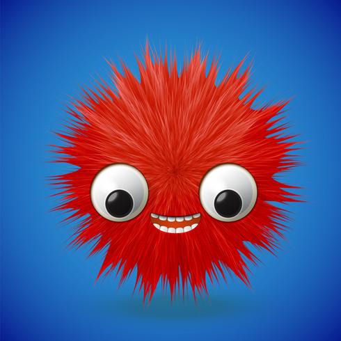 High-detailed 3D fur smiley emoticon, vector illustration