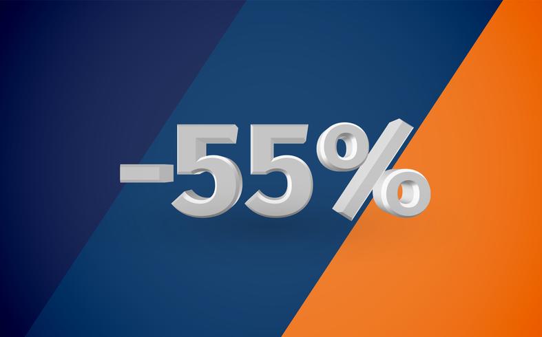 3D sale illustration with percentage, vector