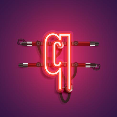 Realistic neon character with wires and console, vector illustration