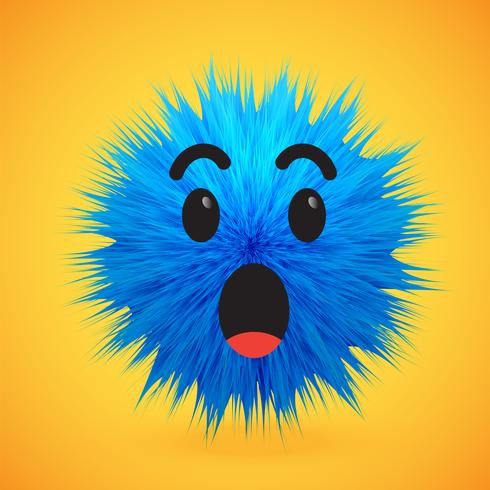 High-detailed 3D fur smiley emoticon, vector illustration